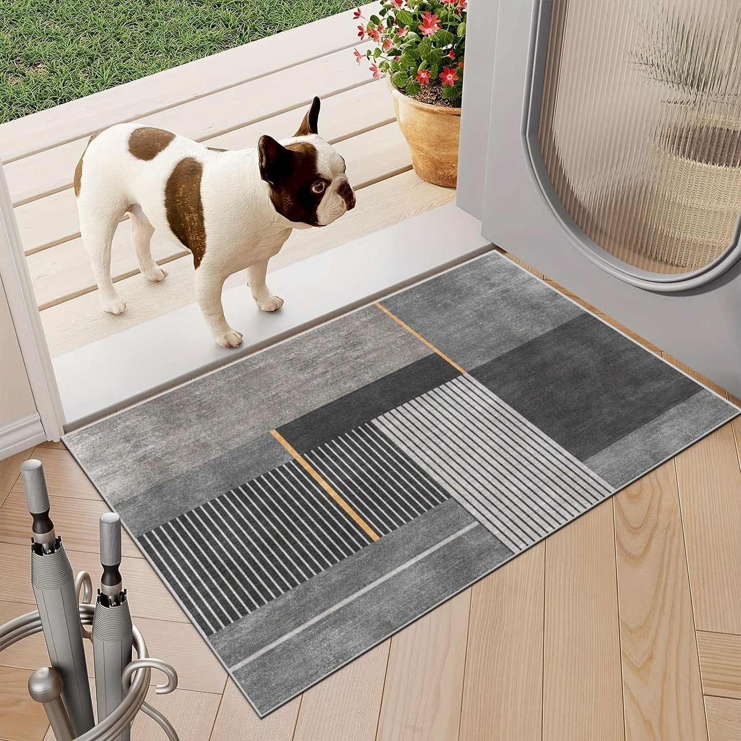 Non-Slip Kitchen Mat with Luxury Design - Oil & Waterproof, Easy-Care Machine Washable Polyester Runner Rug for Stylish Home Decor