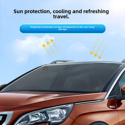 Automatic PVC sunshade for vehicle front window. Provides sun protection and heat insulation. Easy to store. 1pc.