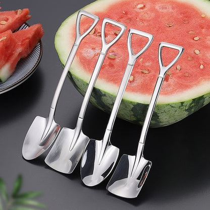 Set of 8 Stainless Steel Coffee & Ice Cream Spoons - Unique Shovel-Shaped Design with Comfortable Handles, Ideal for Events and Celebrations