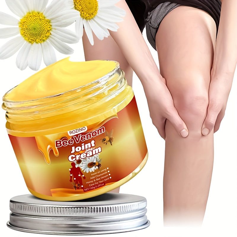 ROZINO Bee Venom Joint Massage Cream - 150g | Hydrating & Firming with Chamomile, Sunflower Oil & Aloe Essence | Fast Absorption for Soft, Radiant Skin | Hypoallergenic.