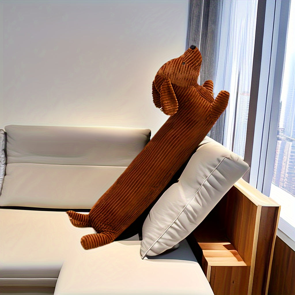 Soft, washable Dachshund dog plush pillow provides neck and waist support for lunch breaks.