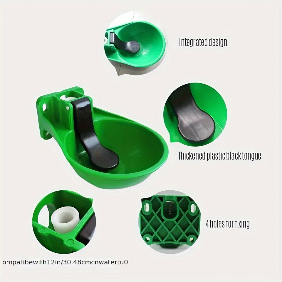 Durable plastic automatic cow and sheep drinking bowl with stainless steel valve for livestock farming.