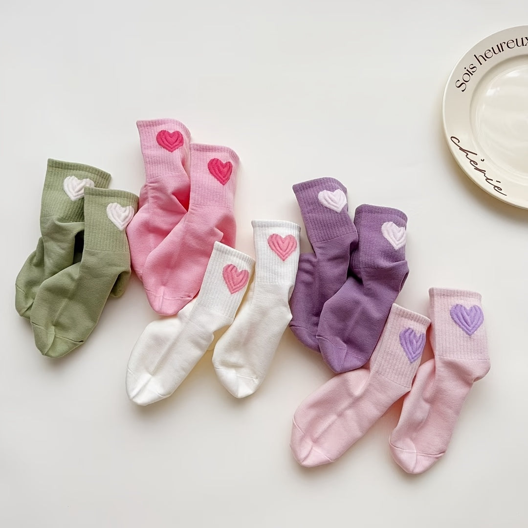 Girls' mid-calf socks for all seasons, cute and trendy, perfect for students aged 2-15.