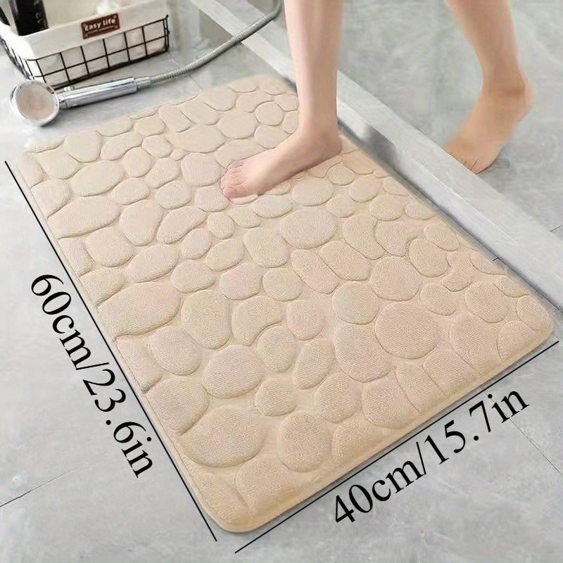 One-piece Pebble Texture Memory Foam Bath Mat with Absorbent Qualities, Non-Slip Backing for Bathroom, Kitchen, or Home Use - Made from Durable Plastic, Featuring Holiday-Themed Designs for Christmas, Halloween, Thanksgiving, Valentine's Day, and Labor