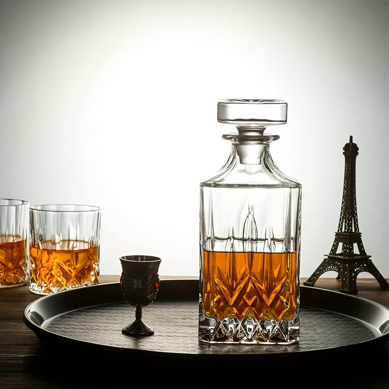 7-piece Glass Whiskey Decanter Set with 6 Shot Glasses - Perfect for Bar or Home, Ideal Gift for Men, Women, Dad, Husband