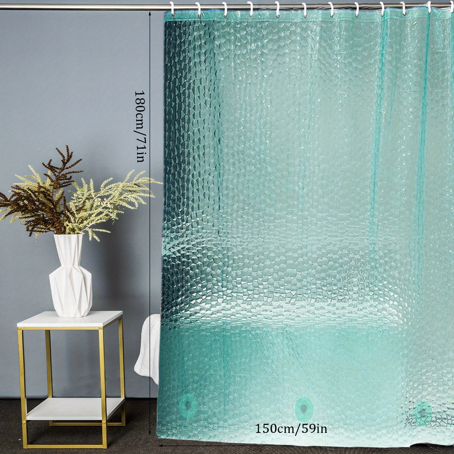 Waterproof 3D Pebble Pattern Shower Liner in Blue - 72x72 Inch for Bathroom Decoration