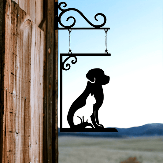 Metal door sign featuring a Golden Retriever - Great holiday gift for pet lovers, in a cheerful yellow color, perfect for enhancing your garden, patio, barn, or fence decor.