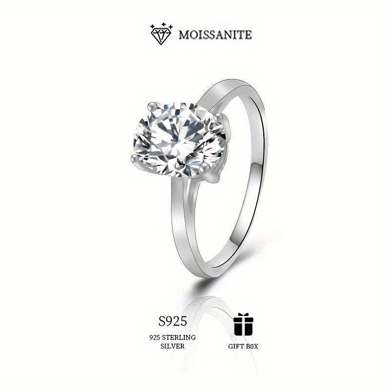 925 Sterling Silver Hypoallergenic Goose Egg Moissanite Ring featuring 2 Carats, Four Prong Setting for Women - Perfect for Valentine's Day, Wedding, or Engagement. Includes Moissanite Certificate and Elegant Gift Box