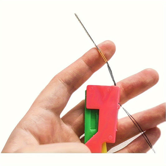 Simple tool to help seniors and visually impaired individuals thread sewing needles easily - made of durable plastic in multiple colors.