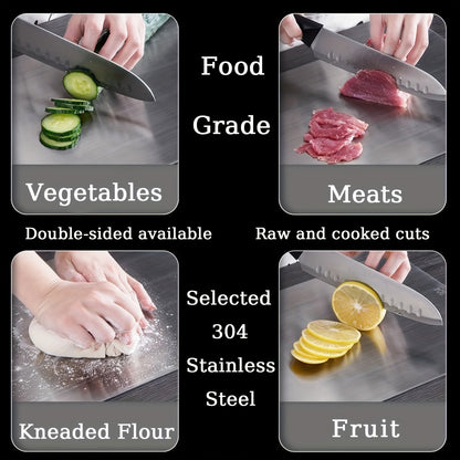 Upgrade your kitchen with our Titanium Cutting Board - A Durable and Hygienic Kitchen Essential. Made from 100% Pure Japanese Double-Sided Medical Grade Titanium for unparalleled durability. This Silver cutting mat is perfect for all your culinary needs