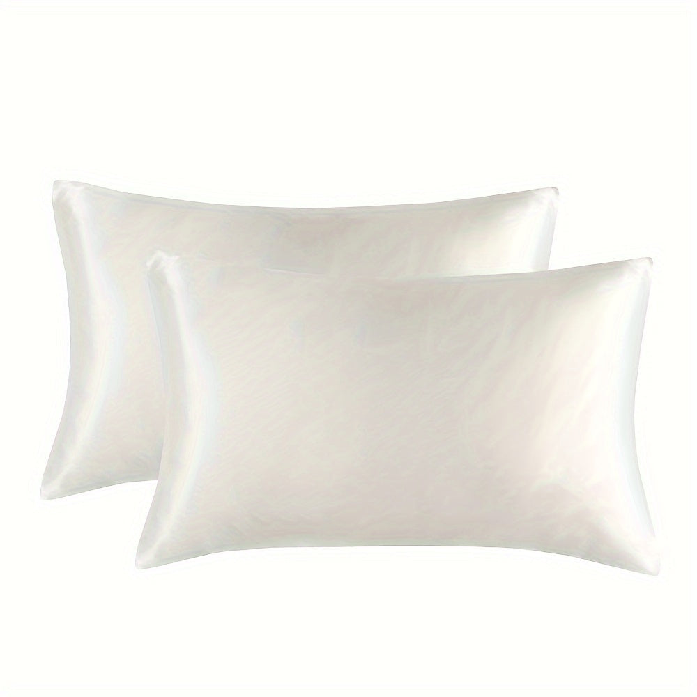 Two satin solid color fitted sheets (without pillow core) and an envelope pillowcase made of soft, breathable, and skin-friendly fabric.