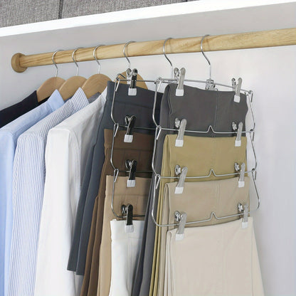 Set of 4 Skirt Hangers with 4 Layers - Made of Metal for Organizing Your Wardrobe Efficiently