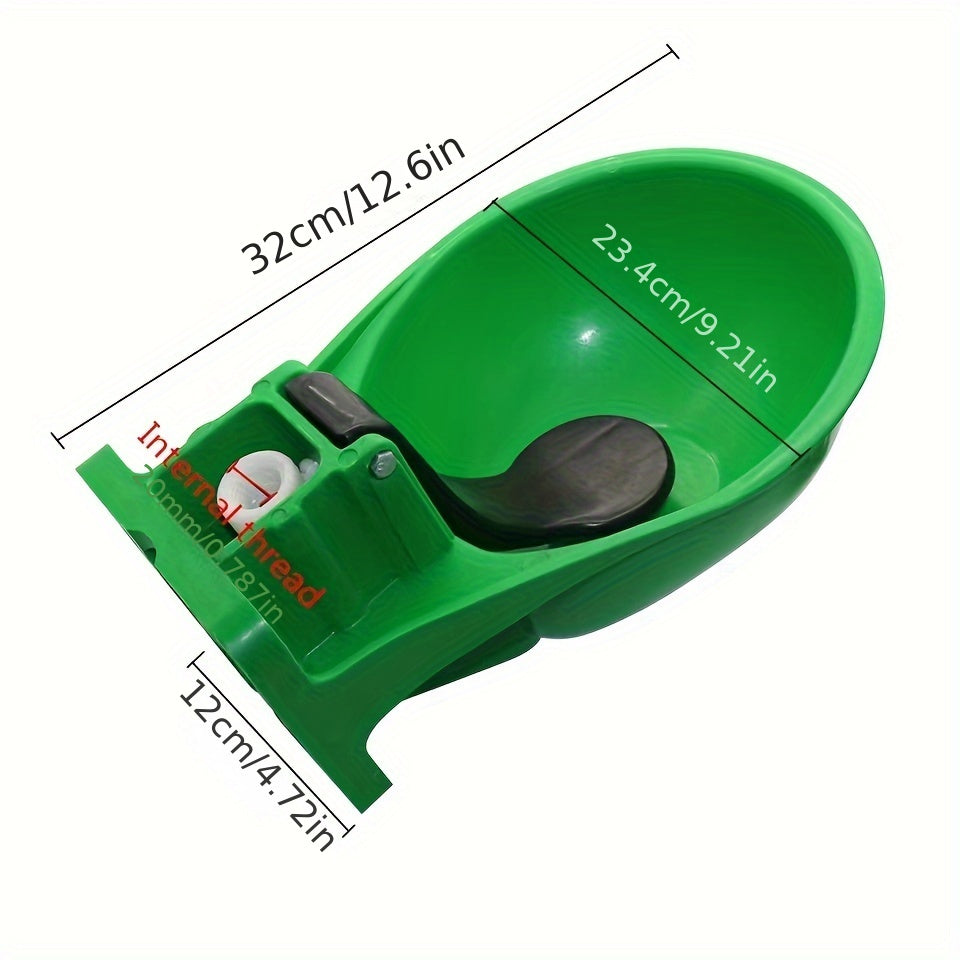 Durable plastic automatic cow and sheep drinking bowl with stainless steel valve for livestock farming.