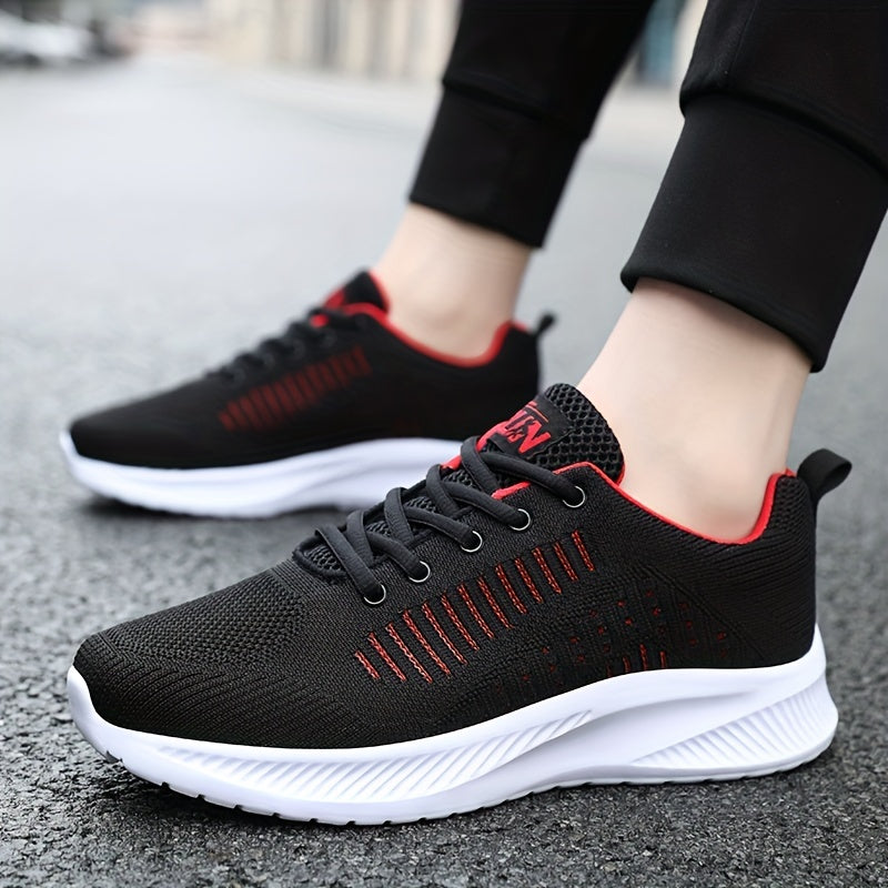 Men's running shoes with breathability, durability, shock absorption, and lace-up design for outdoor activities.