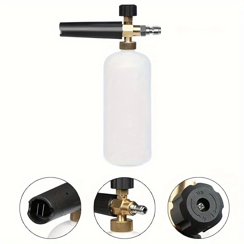 High pressure foam sprayer for car wash with fan-shaped head and quick plug.