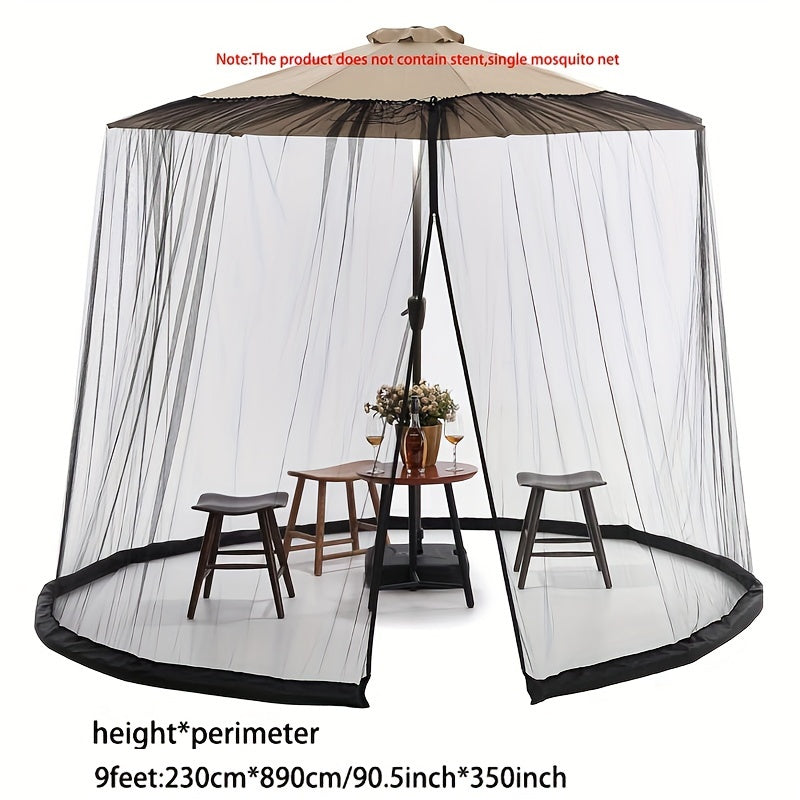 Upgrade your patio umbrella with a mosquito net featuring a zipper door, suitable for most outdoor market or hanging umbrellas.