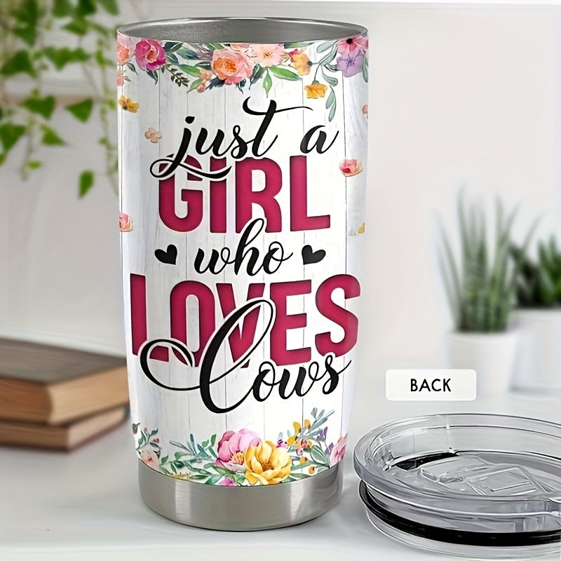 1pc, 20oz stainless steel tumbler with cow print design, perfect for gifting to loved ones.