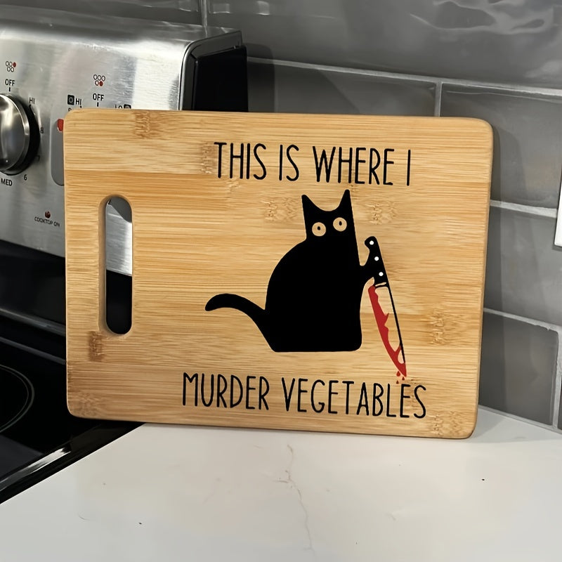 Get your hands on this unique and funny Killer Cat Engraved Bamboo Cutting Board for a creative housewarming gift or Halloween gift for your friends. Perfect for adding a touch of humor to your kitchen decor!