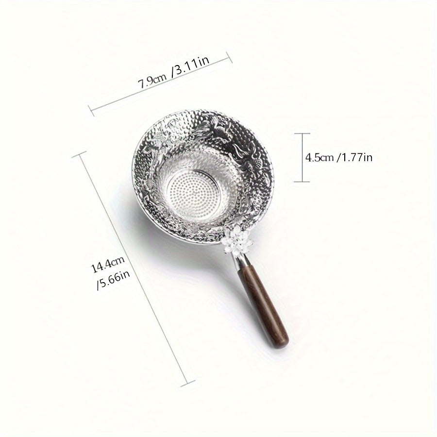 Lotus Koi Design Gold Metal Tea Strainer with Handle for Filtering Tea Water - Essential Tea Accessory