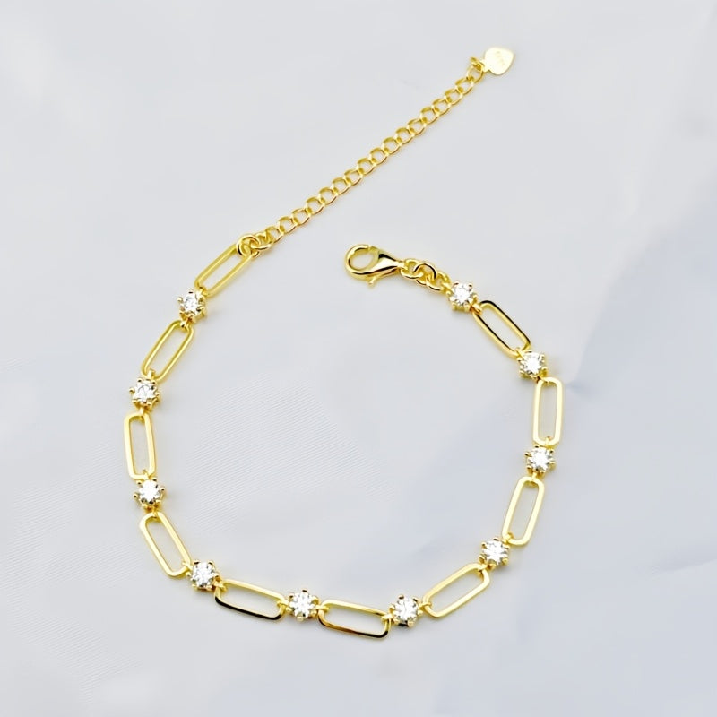 Love yourself with the 1pc LOVESSOM Luxury Boho 18K Golden Plated 925 Silver Moissanite Bracelet. This stunning piece features a total weight of 3 carats and is perfect for both men and women. Ideal for daily wear or special occasions like Christmas