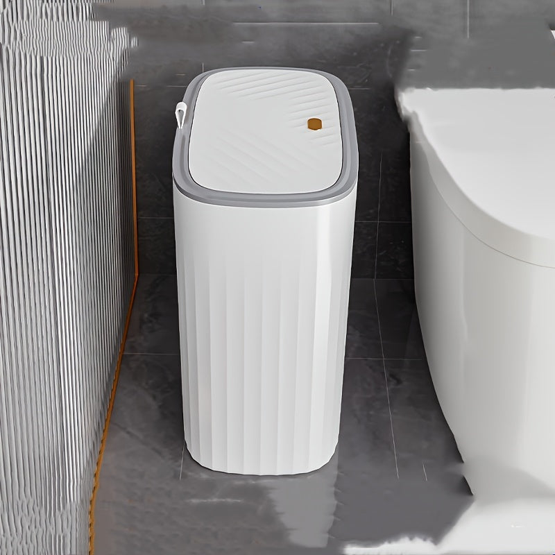 LuxeSpace trash can with odor-sealing function and high capacity, made of durable PP material, suitable for bathroom, living room, and kitchen.