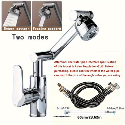 360° Rotating Sink Hot And Cold Water Faucet with Universal Rotating Mechanical Arm Nozzle and ABS Faucet Adapter. Ideal for RV, camper, travel trailer, and kitchen faucet replacement.