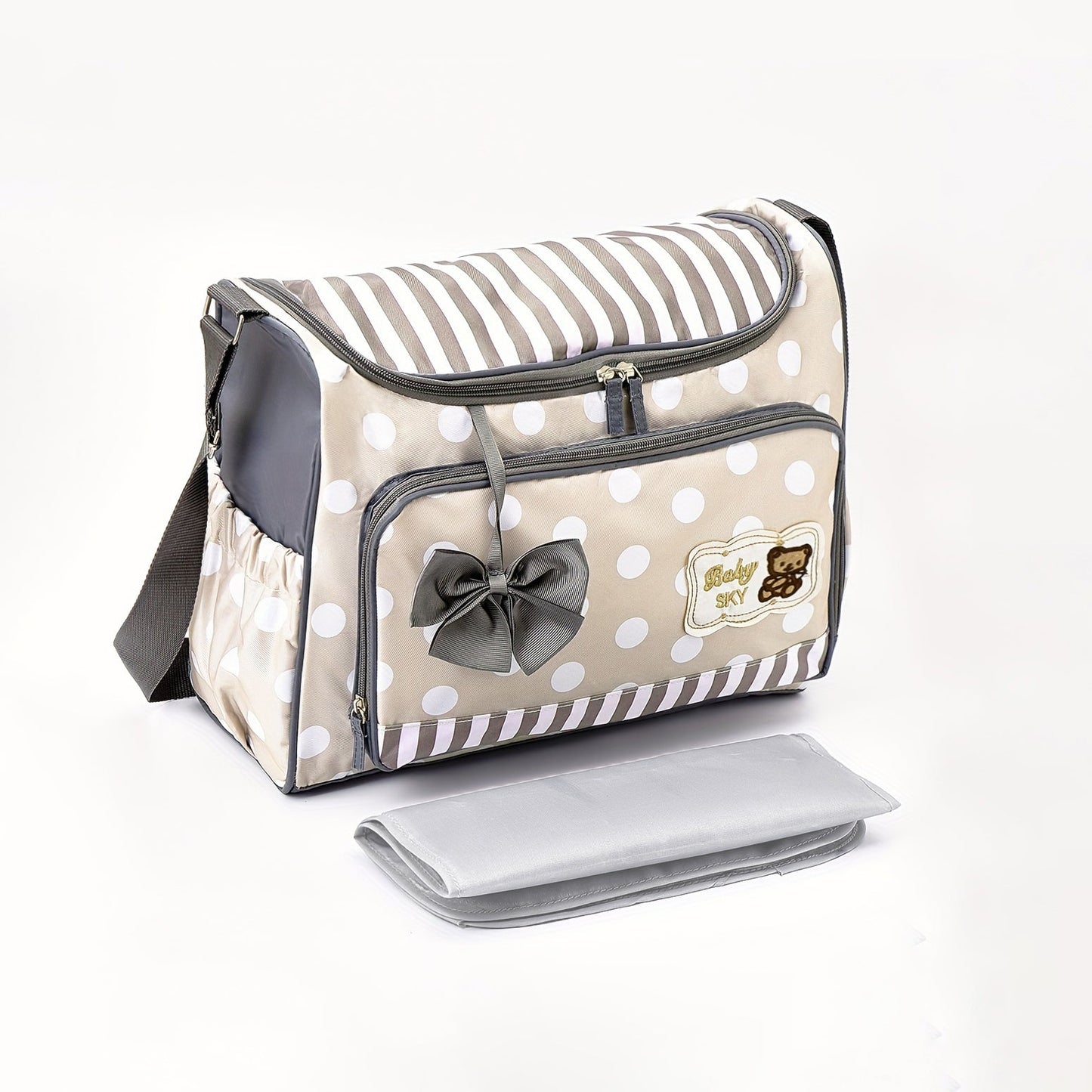 Large Capacity Single Shoulder Parent Bag Diaper Bag with Fashionable Polka Dot Print