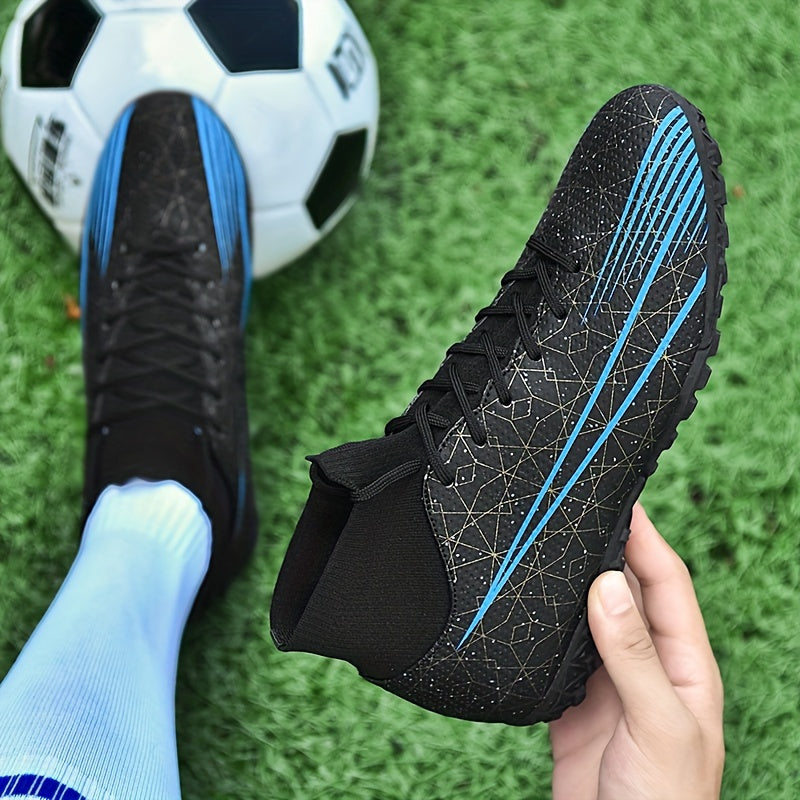 Professional men's turf football boots with anti-skid and breathable features, lace up design for outdoor use.