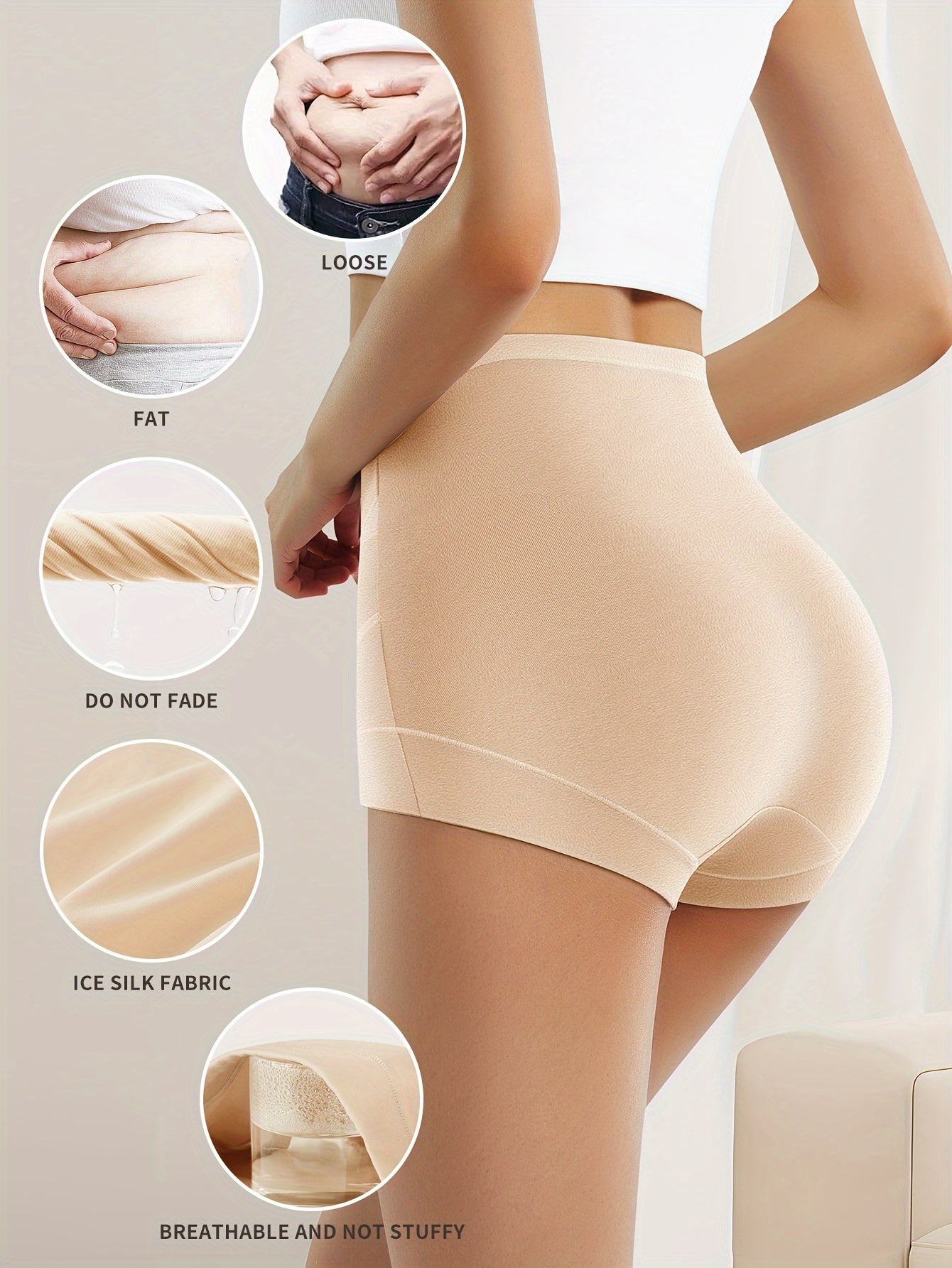 4-pack High Waist Briefs for Women, Tummy Control, Soft & Stretchy