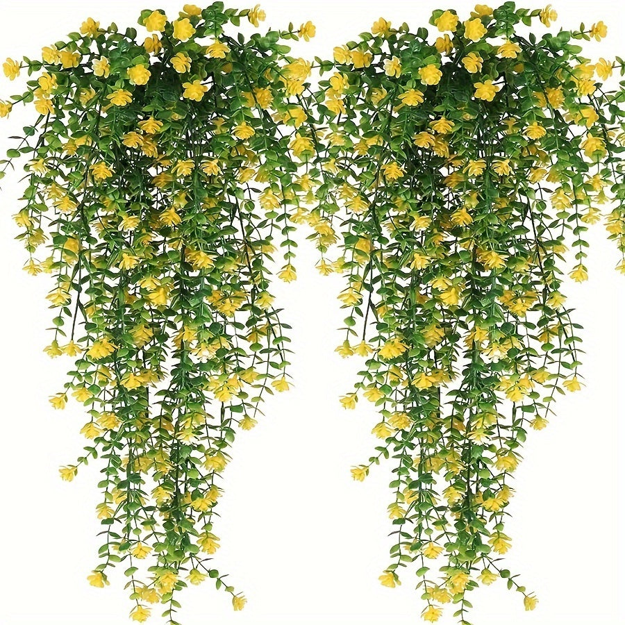 4pcs Artificial Hanging Plants with Faux Eucalyptus Leaves, UV Resistant, for Indoor and Outdoor Decor.