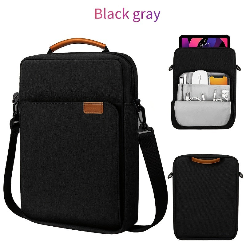 Durable polyester laptop bag, waterproof and shockproof, with lightweight shoulder strap and rolling function. Fits tablets up to 27.94cm and laptops up to 33.02cm, compatible with MacBook