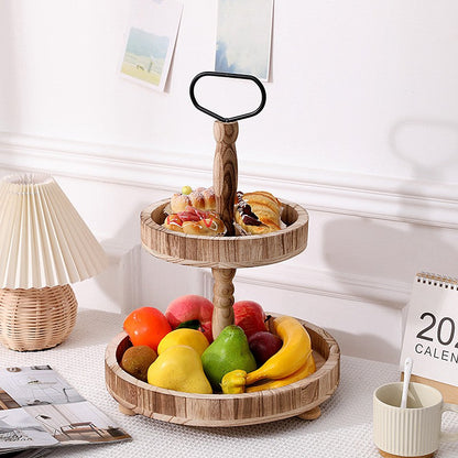 Beautiful Solid Wood Cake Tray with 2 Layers, Ideal for Displaying Desserts and Fruits - Great for Home Parties and Organizing Sundries