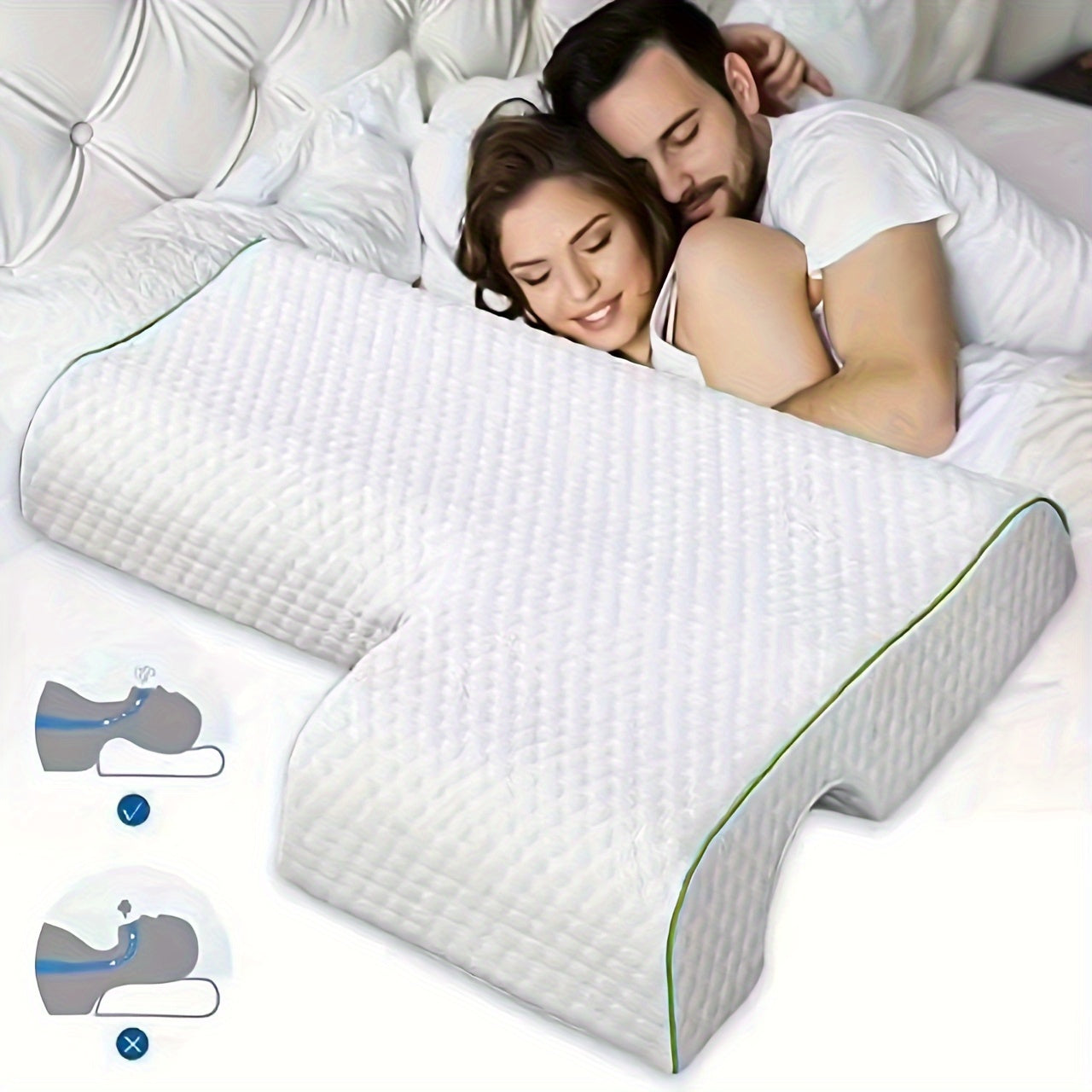 Slow-rebound memory foam pillow with arch support perfect for back and side sleepers. Ideal for couples, office, and bedroom. Great gift for sleep and arm pain relief. Hypoallergenic