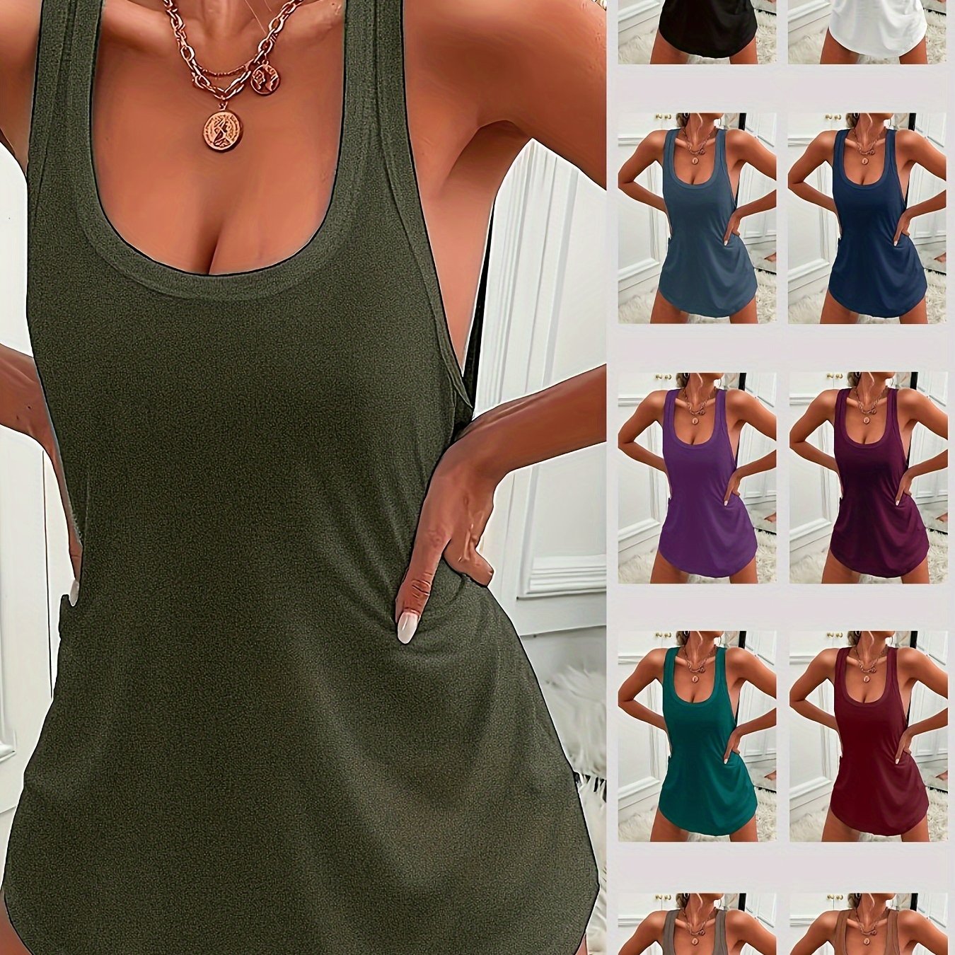 Women's Elegant Comfort polyester sleep dress is a stretchy, sleeveless nightgown with a curved hem. This machine washable slip dress is perfect for all seasons and can be worn as lingerie