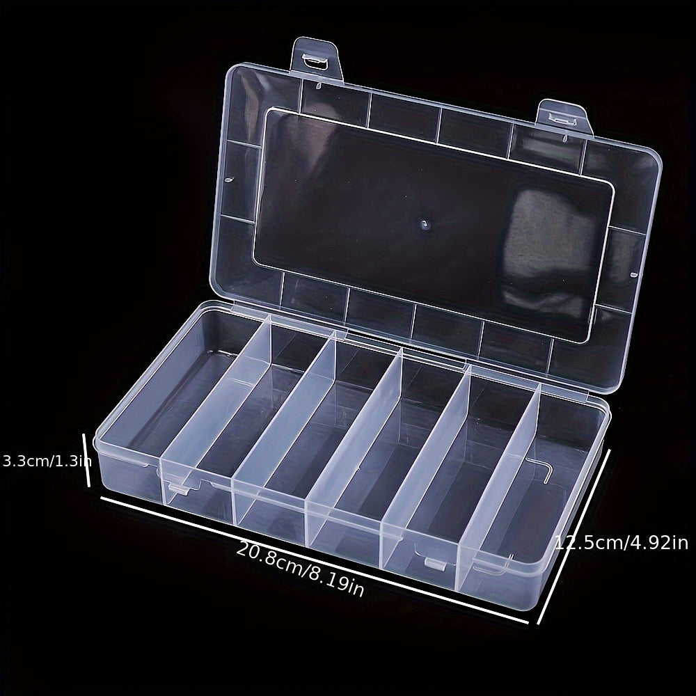 Clear acrylic storage box with secure lid for nails and eyelashes, dustproof with compartments for beauty tools.