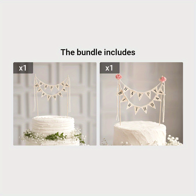 1pc Birthday cake topper with blessing words for party decoration.