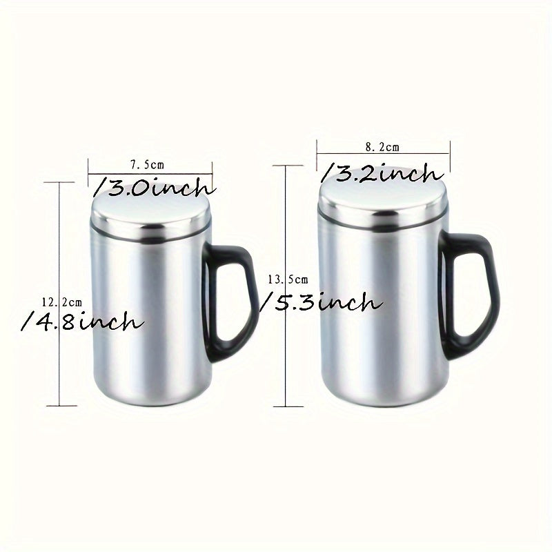 Dual-walled stainless steel coffee mug with lid maintains temperature for 6 hours - ideal gift for any time of year.