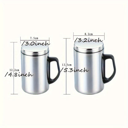 Dual-walled stainless steel coffee mug with lid maintains temperature for 6 hours - ideal gift for any time of year.