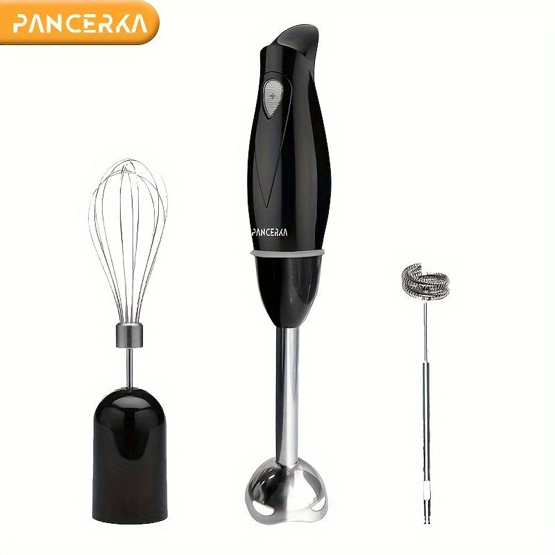 100W Hand Blender Set with Copper Motor, Stainless Steel, Whisk & Milk Frother Attachments for Soup, Smoothies, Purees.