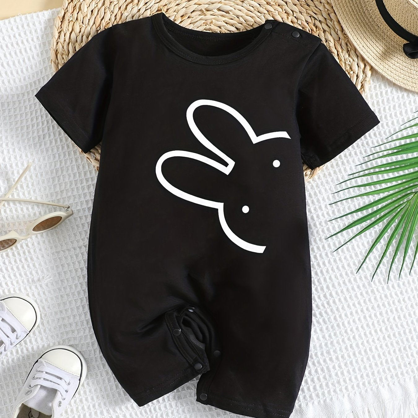 Cartoon animal newborn romper for baby boys, suitable for indoor and outdoor wear.