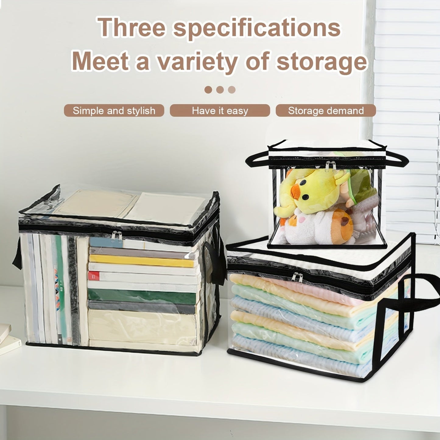 Clear plastic carrying game bag storage with handles, ideal for storing and organizing books, documents, and small items. Water-resistant and large-capacity, includes 1 transparent storage bag.