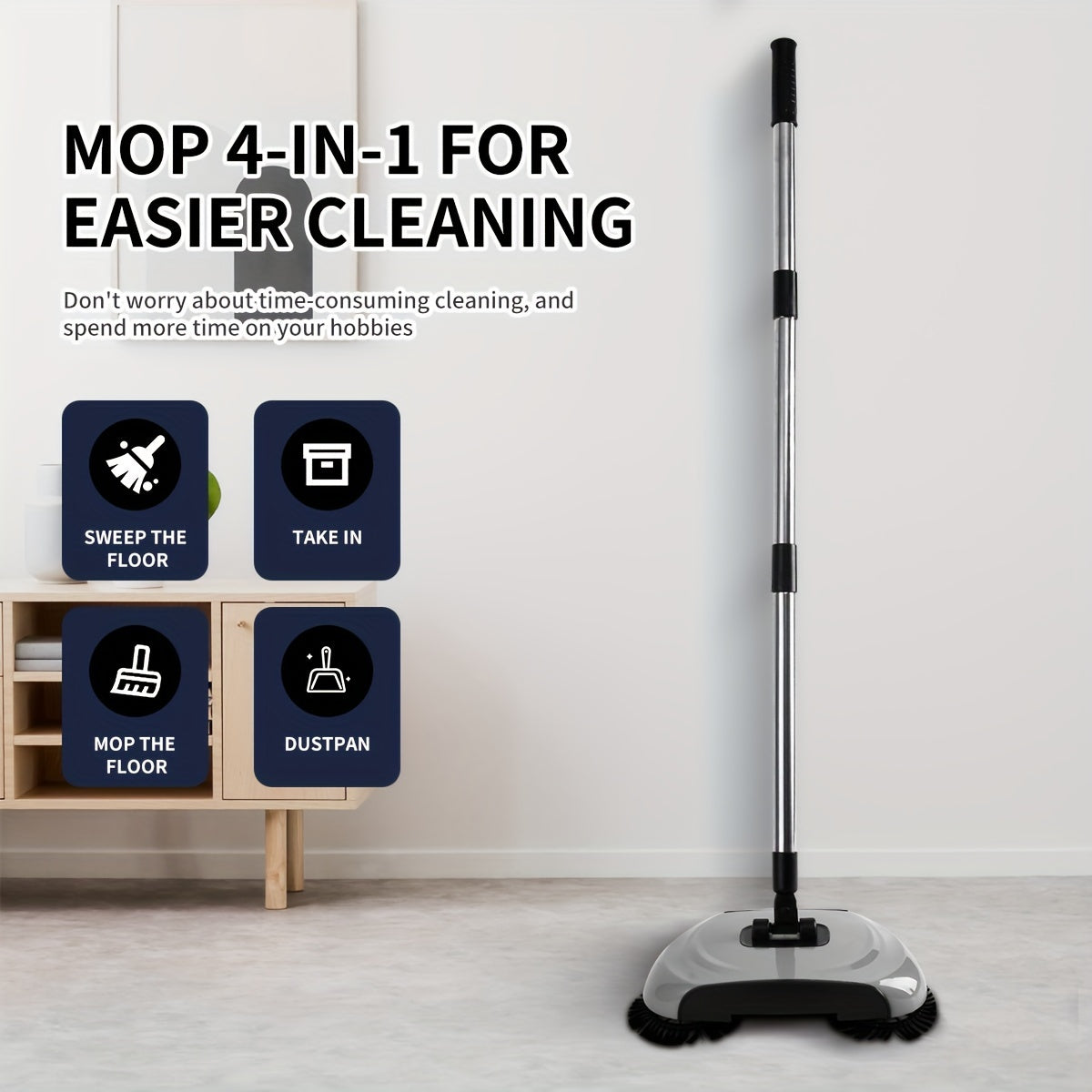 1 set of a versatile hand push sweeper that functions as a vacuum cleaner and sweeping and mopping machine. Perfect for removing garbage, pet hair, and dust, it can be used for both dry and wet cleaning on hardwood and ceramic tiles. This multifunctional