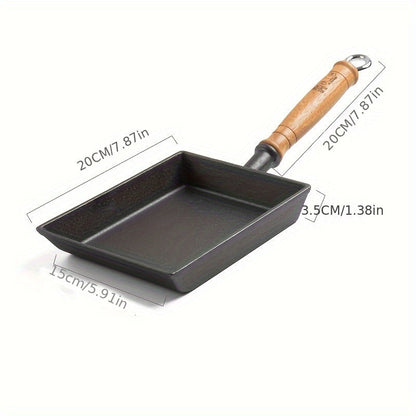 Thickened cast iron frying pan without coating, 1 piece, non-stick surface, Japanese style, suitable for cooking eggs and breakfast items.