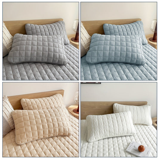 Set of 2 Pillowcases with Quilted Thread Detailing, (Pillowcases do not include core), Solid-color and Thick Pillowcases Ideal for Bedroom or Living Room, Soft Fabric that is Comfortable, Skin-friendly, and Breathable