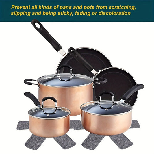 Set of 10 Non-Stick Felt Protectors for Pots & Pans, Protects Against Heat and Scratches, Divides Kitchen Cookware Safely Without Electricity Required