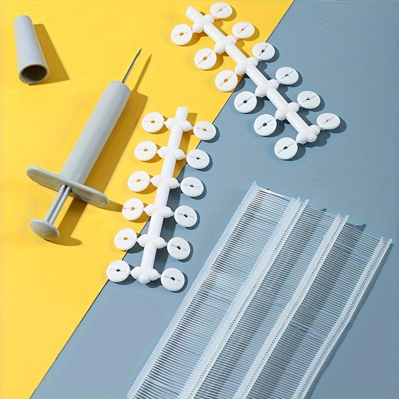 Soft Silicone Quilt Clip Set - Includes 1 Glue Pusher, 24 Soft Covers, and 200 Glue Needles - Invisible Bed Product Holder for Household - Easy to Use Needle-Free Quilt Angle Holder - Total of 225 Pieces