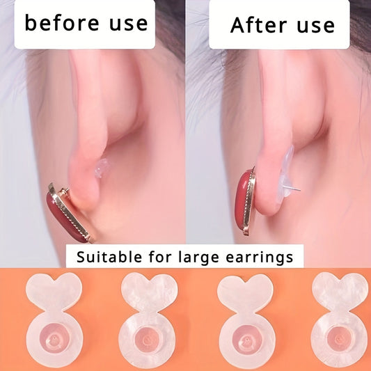 Silicone earring backs for heavy earrings - lift support pads for droop-free earlobes - secure lifters for studs & danglers - DIY jewelry making supplies - art & crafts essentials.