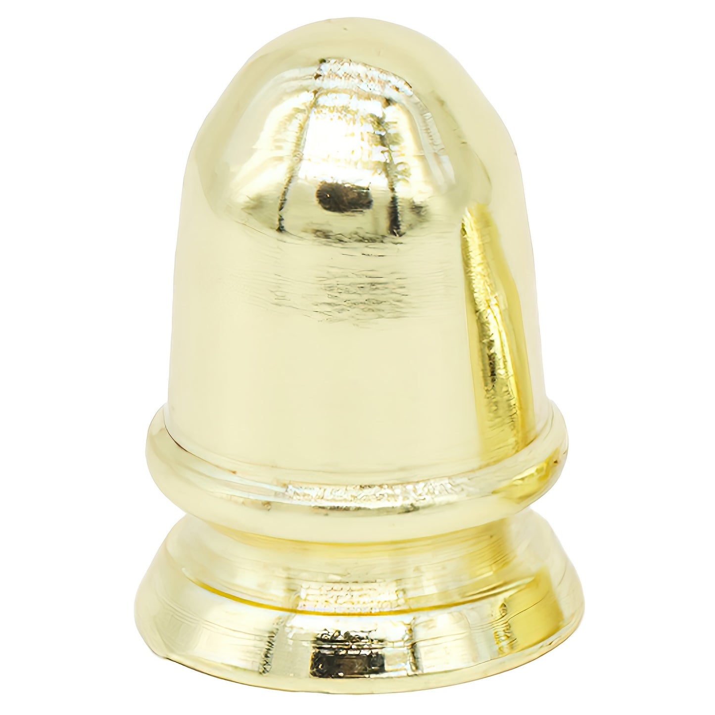 Elegant solid metal lamp finial cap with 1/4" thread for stylish and secure lamp shade attachment. Smooth polished finish and easy screw-on installation.