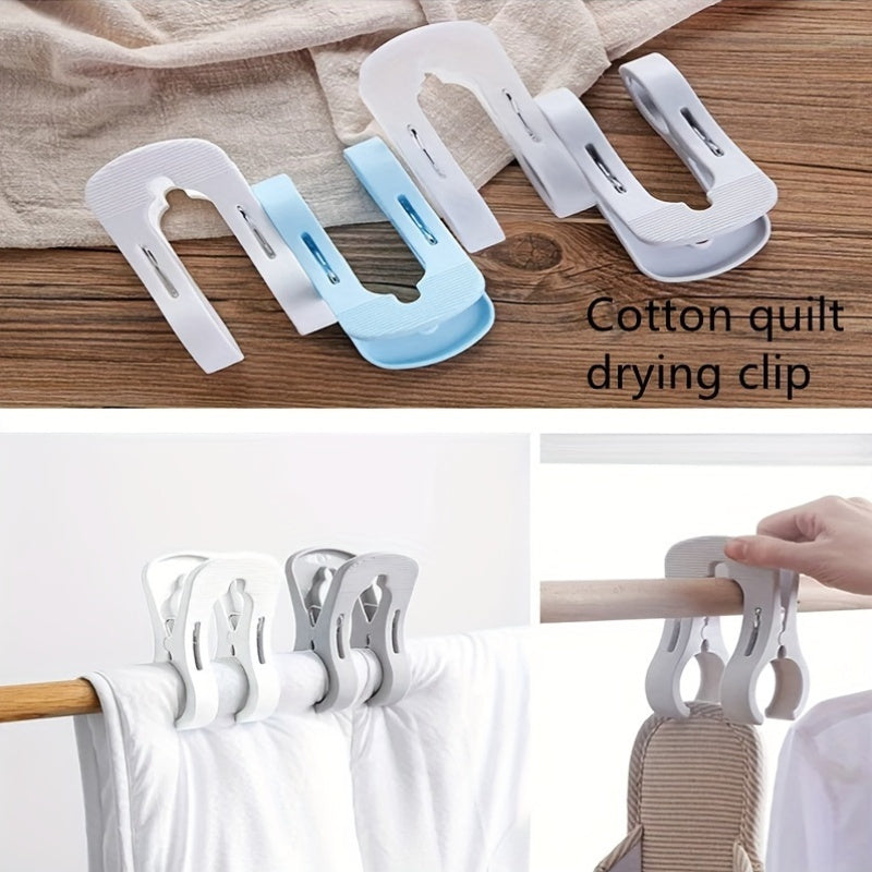 Half Pack of Multifunctional Double Clip Clothespins made with Non-Slip Windproof Polypropylene, ideal for attaching Quilts. Recommended for Hand Washing Only. Perfect for Towels and Clothes Drying on Sunbeds or Loungers. Available in White, Grey, and