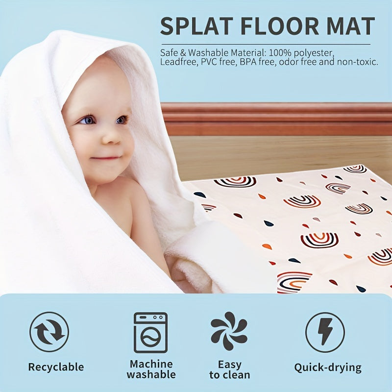 Spill-proof Floor Mat for High Chairs and Arts/Crafts, Waterproof and Anti-Slip with Easy Clean-Up, Versatile for Picnics, Tables, and Baby Playtime